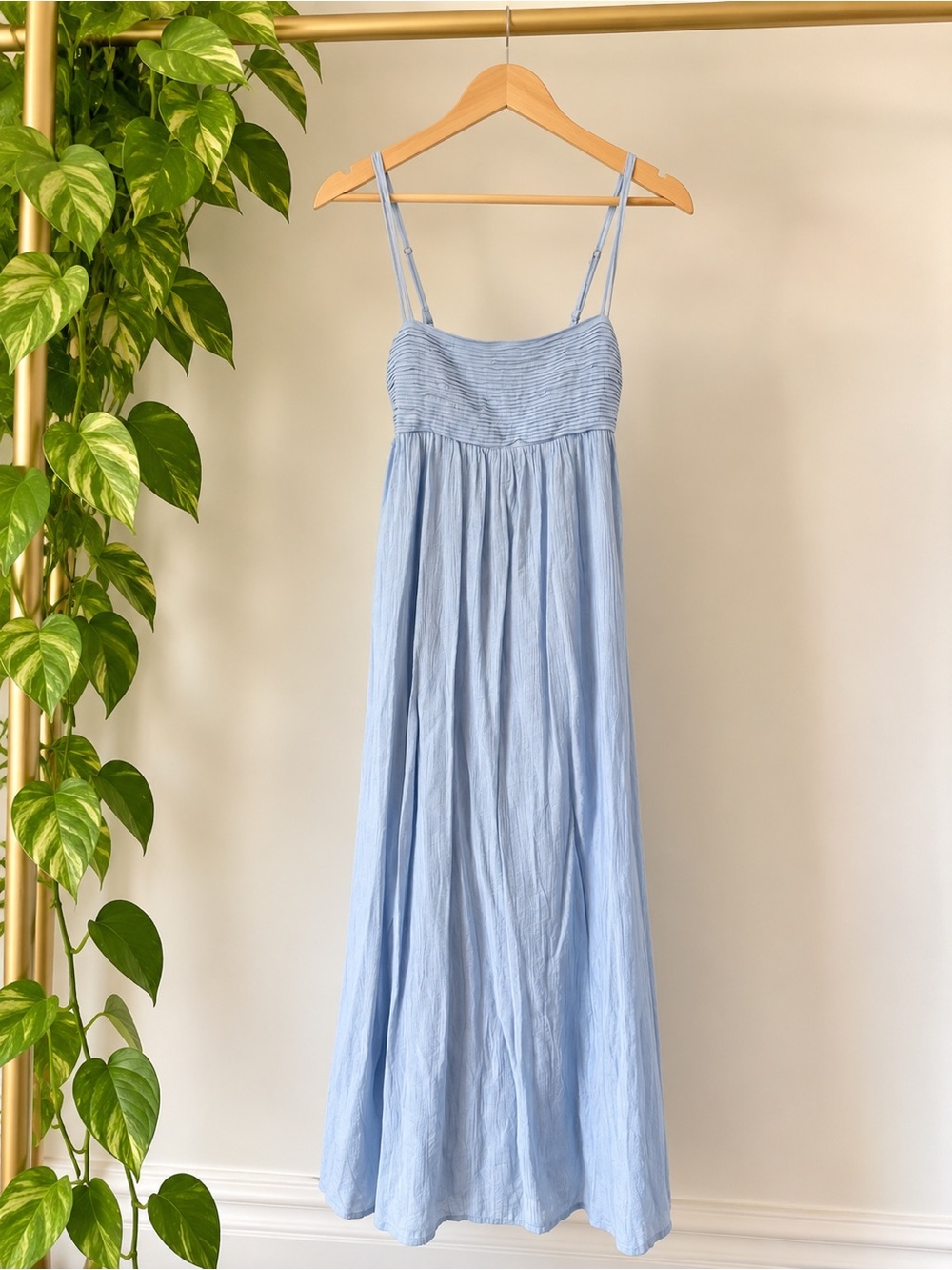 Abercrombie & Fitch Blue Pleated Open Back Maxi Dress S